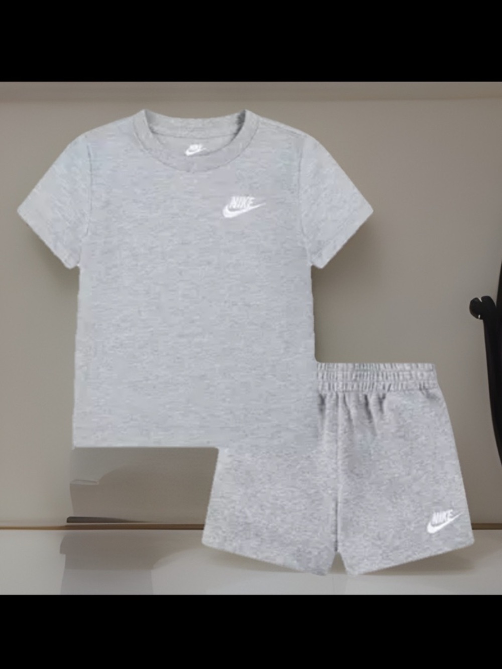 Nike Toddler Grey Knit Short Sleeve Tee & Matching Short W/Elastic Waist 2pc Set
